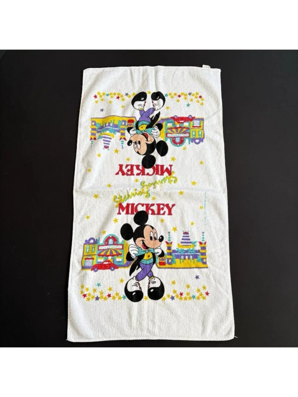 Vintage Mickey Mouse Hollywood Bath Beach Towel 23x42 Made In USA 100% Cotton **